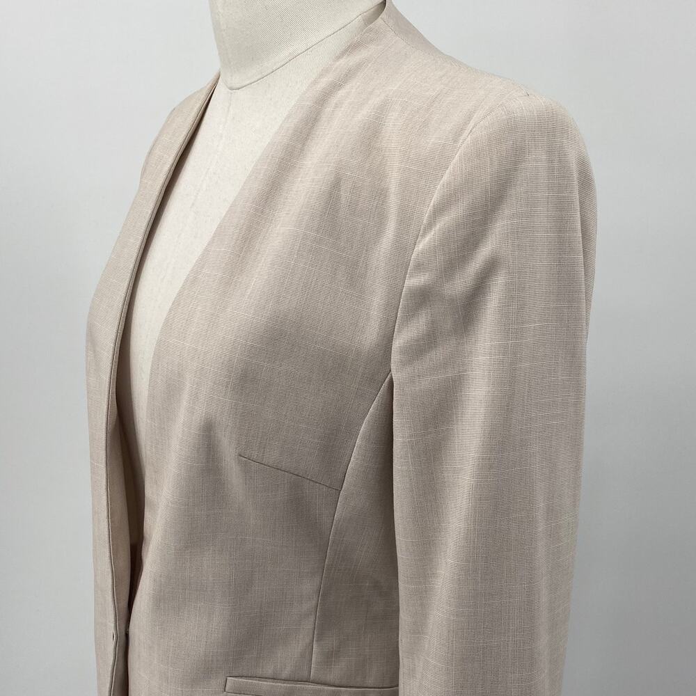 Zara Basic Blazer Single Button Collarless Woven … - image 5